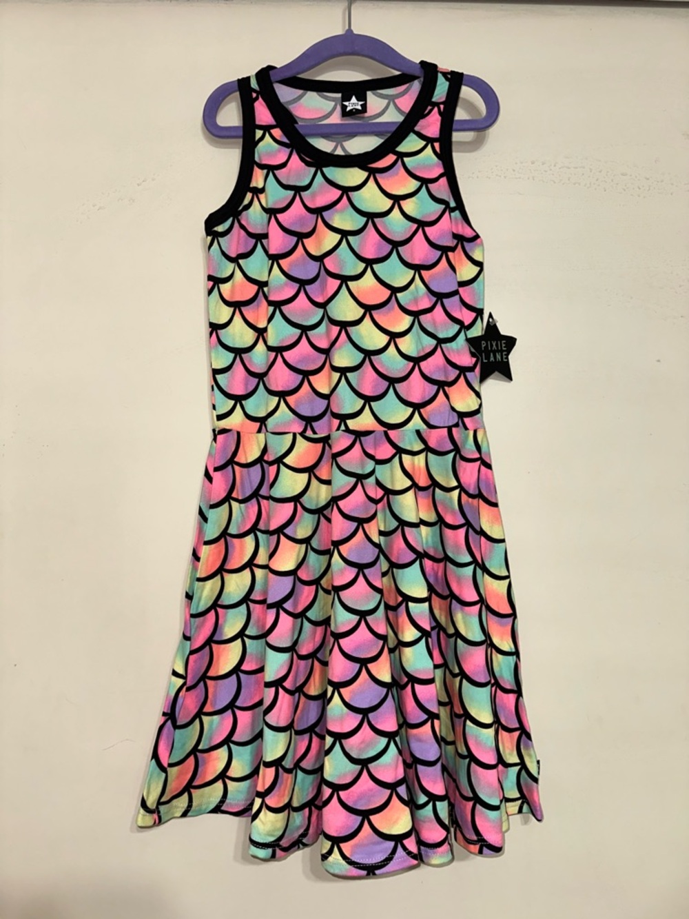 Pixie Lane Girls' Size 8 NWT Rainbow Mermaid Scale Tank Dress